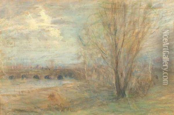 Early Morning On The Charles River And Figure Sketch/a Double-sided Work Oil Painting - Arthur C. Goodwin