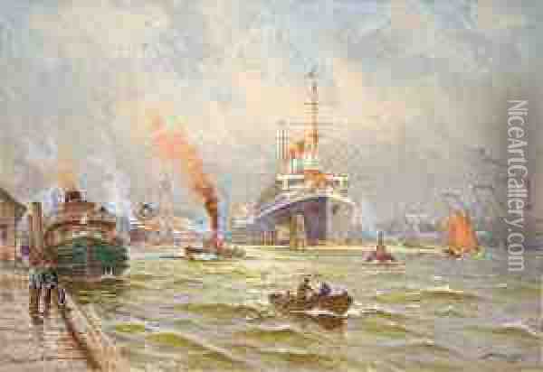 Hamburger Hafen Oil Painting - Willy Stower