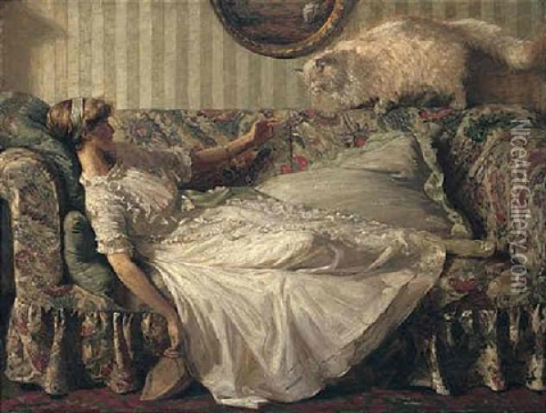 The Obsequious Persian Oil Painting - Charles Daniel Ward