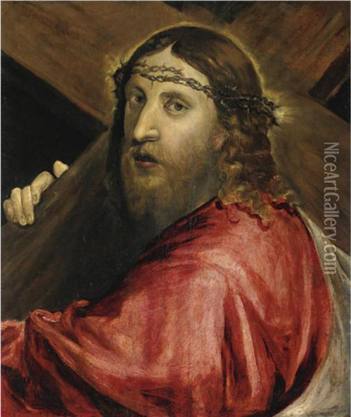 Cristo Portacroce Oil Painting - Jacopo Robusti, II Tintoretto