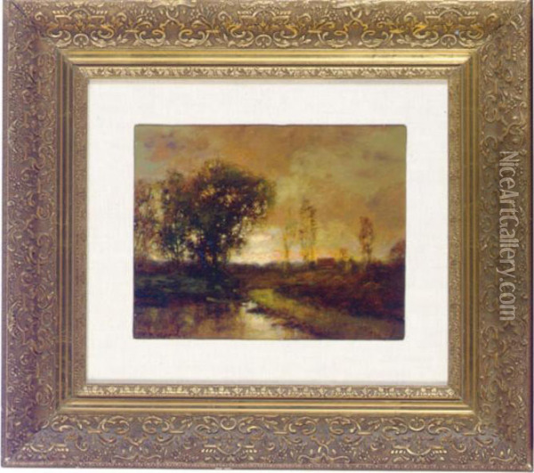 Autumn Landscape At Dusk Oil Painting - Charles P. Appel