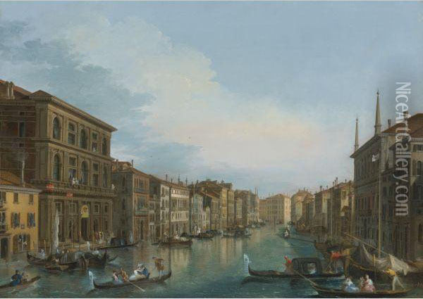 View Of The Grand Canal From The Palazzo Grimani Oil Painting - Giuseppe Bernardino Bison