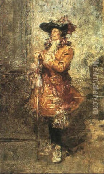 A Portrait Of A Gentleman Oil Painting - Salvador Sanchez Barbudo