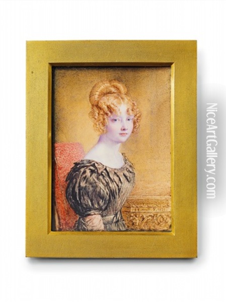 A Portrait Of A Young Red Haired Lady Oil Painting - John Linnell