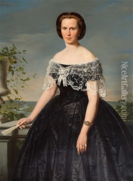 A) Portrait Of A Gentleman, B) Portrait Of An Elegant Woman Oil Painting - Robert van Eijsden