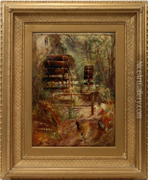 Watermill At The Rossett, N. Wales Oil Painting - William Huggins