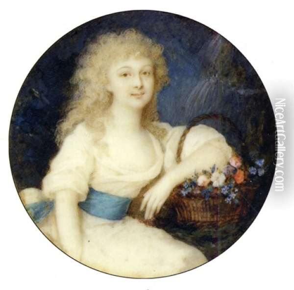 Madeleine De Mericourt Dans Un Paysage Oil Painting - Ignazio Pio Vittoriano Campana