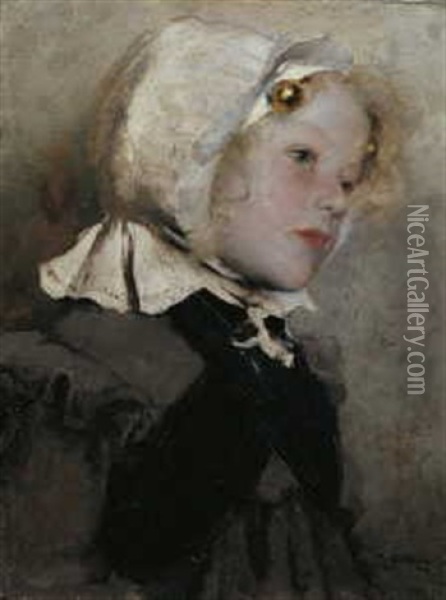 Portrat Eines Jungen Madchens Mit Haube Oil Painting - Hugo Konig