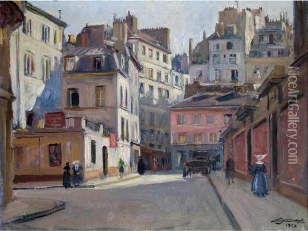 :rue De Labbaye, Paris Pres De Saint Germain Despres Oil Painting - Lucien Hector Jonas