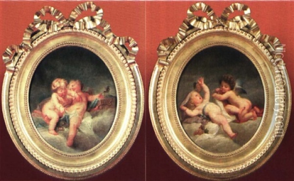 Amours (pair) Oil Painting - Charles Housez