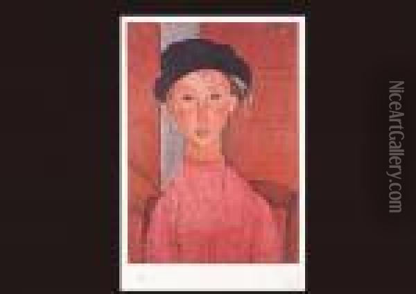 Girl With Beret Oil Painting - Amedeo Modigliani