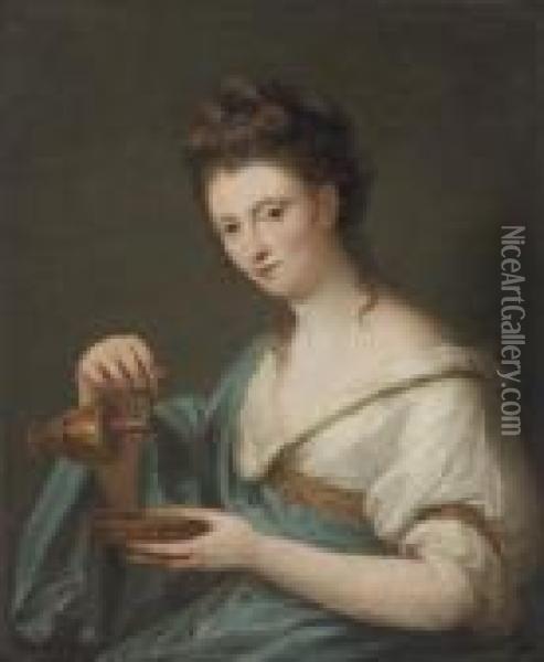 Portrait Of The Artist As Hebe, Half-length Oil Painting - Angelica Kauffmann