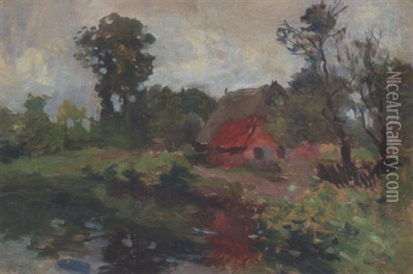 Bauernhaus Am Wasser Oil Painting - Thomas Herbst