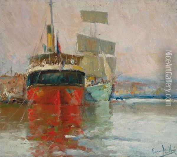 Puerto Oil Painting - Francisco Hernandez Monjo