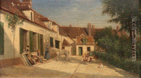 La Cour De Ferme Oil Painting - Charles-Francois Daubigny