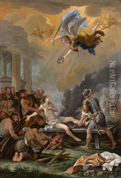 < Le Martyre De Saint Laurent >. Oil Painting - Cirlce Of Filippo Lauri