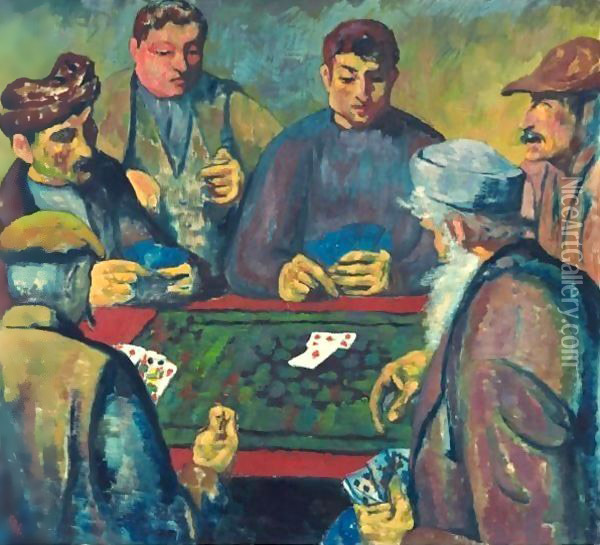 The Card Players Oil Painting - Giovanni Giacometti