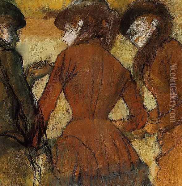 Three Women at the Races Oil Painting - Edgar Degas