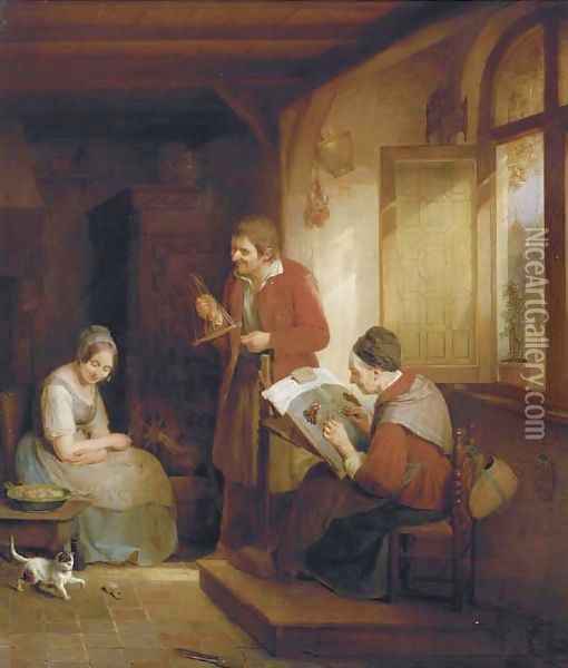 Domestic duties Oil Painting - Frans Josef Luckx