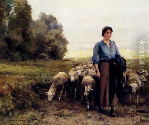 Shepherdess With Her Flock Oil Painting - Julien Dupre