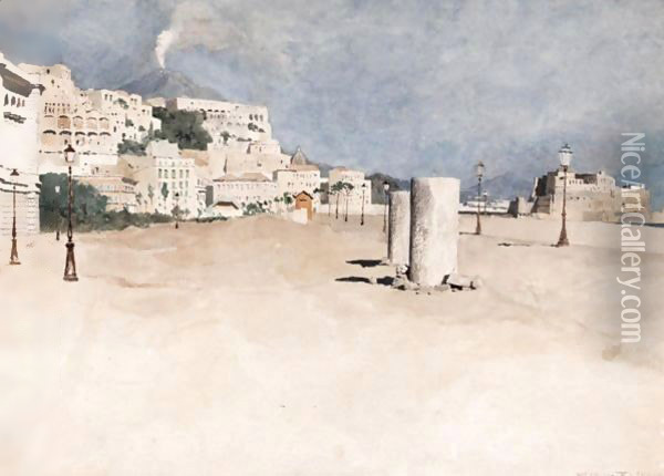 View Of Naples Oil Painting - Paul-Wilhelm Keller-Reutlingen
