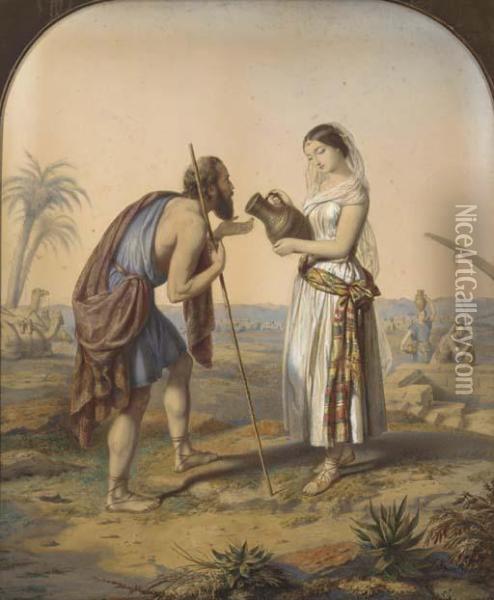 Rebekah Oil Painting - Auguste Jules Bouvier, N.W.S.