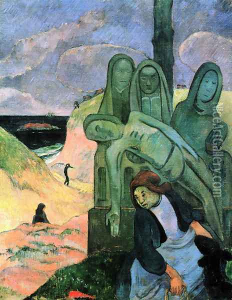 The green Christ Oil Painting - Paul Gauguin