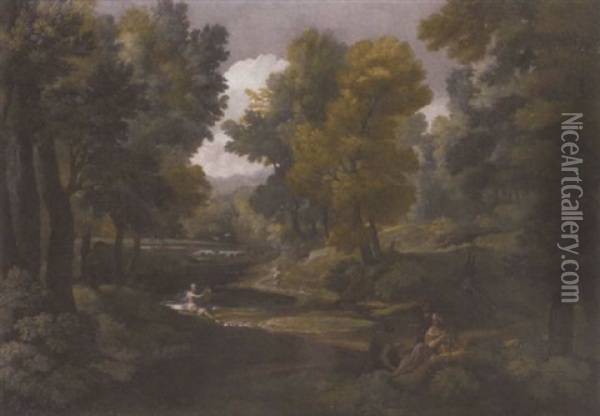 An Extensive Italianate Landscape With Pan And Syrinx Oil Painting - Gaspard Dughet