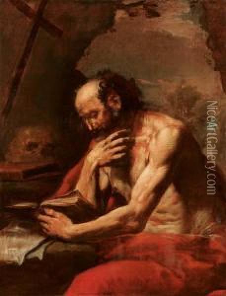 San Girolamo In Adorazione Del Crocifisso Oil Painting - Flaminio Torri