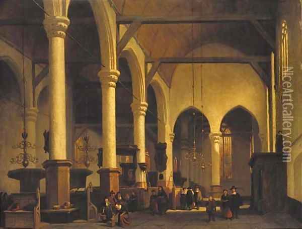 The interior of a Dutch Church Oil Painting - Johannes Bosboom