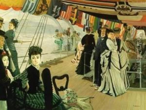 The Ball On The Shipboard Oil Painting - Raymond Tissot
