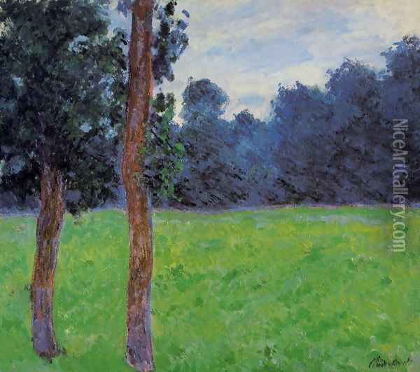 Two Trees In A Meadow Oil Painting - Claude Oscar Monet