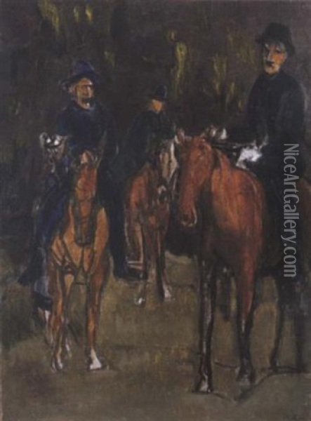 Les Cavaliers Oil Painting - Adolphe Peterelle