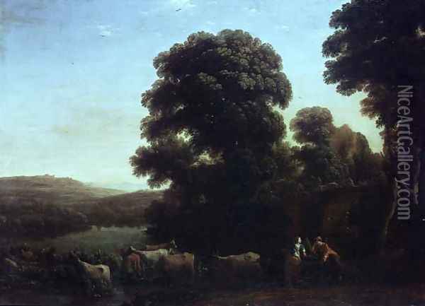 A Pastoral Landscape Oil Painting - Claude Lorrain (Gellee)