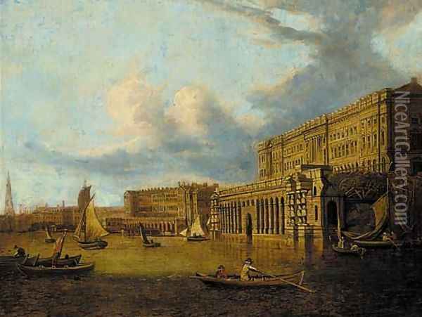 Somerset House from the Thames Oil Painting - English School