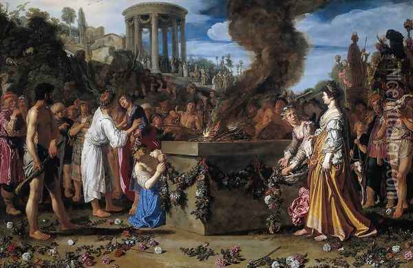 Orestes and Pylades Disputing at the Altar 1614 Oil Painting - Pieter Pietersz. Lastman