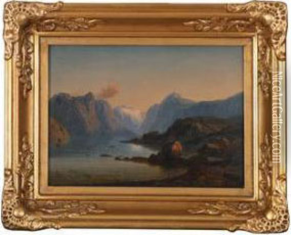 Landskap Oil Painting - Gustaf Adolf Mordt