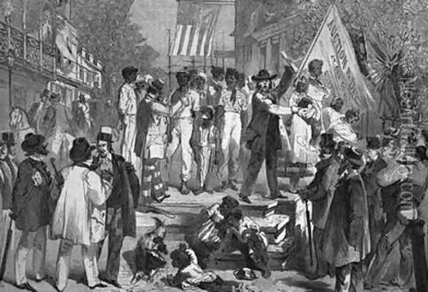 A Slave Auction in Richmond from Le Globe Illustre 1862 Oil Painting - Etienne Carjat