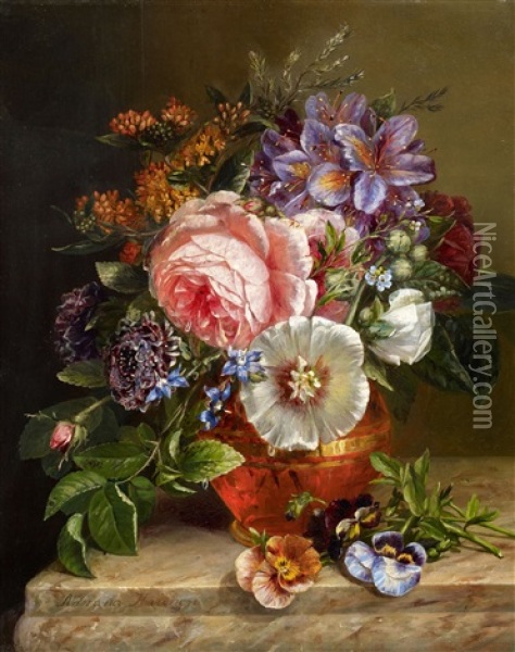Floral Still Life Oil Painting - Adriana Johanna Haanen