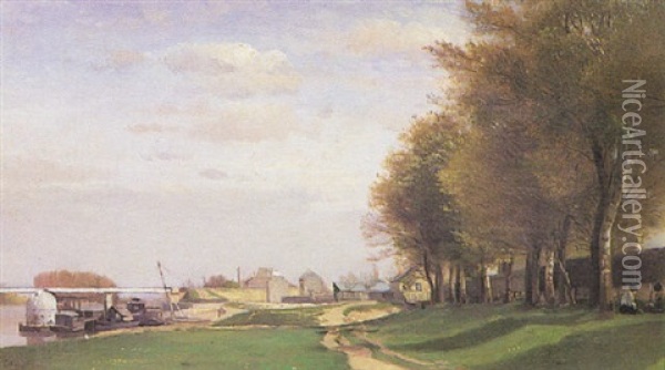 Paysage D'ile De France Oil Painting - Adolphe Felix Cals