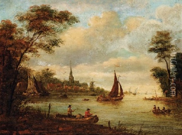 Pecheurs Aux Abords D'une Ville Oil Painting - Salomon van Ruysdael