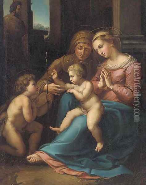 The Virgin and Child with the Infant Saint John the Baptist and Saint Elizabeth Oil Painting - Raphael