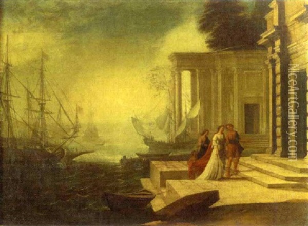 Scene De Port Mediterraneen Avec Antoine Et Cleopatre Oil Painting - Alessandro Salucci