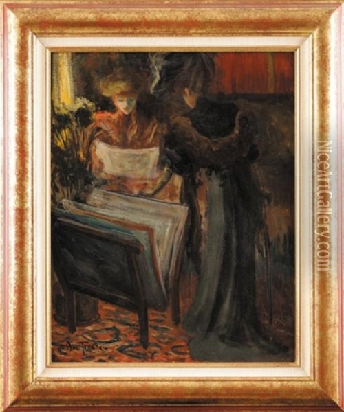 Les Collectionneuses Oil Painting - Louis Abel-Truchet