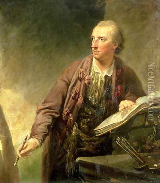 Portrait of an Artist, Traditionally Believed to be John Taylor of Bath 1735-1800 Oil Painting - Robert Edge Pine