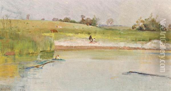 A Quiet Stream (heidelberg) Oil Painting - Tom Roberts