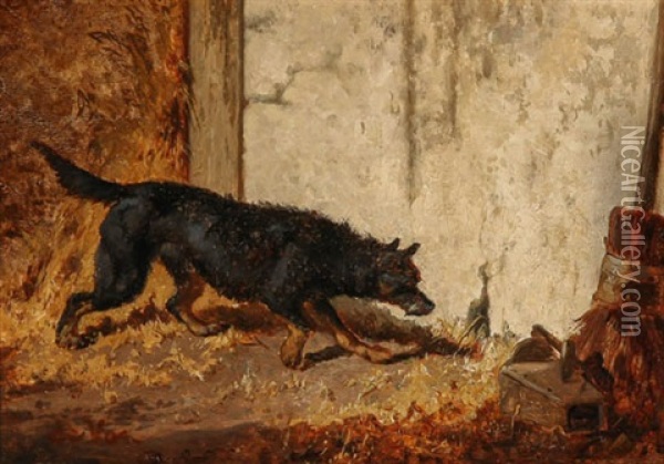 Dog Ratting Oil Painting - Vincent de Vos
