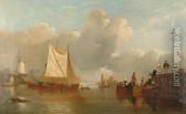 Landing The Passengers Off The Dort Ferry Oil Painting - William Raymond Dommersen