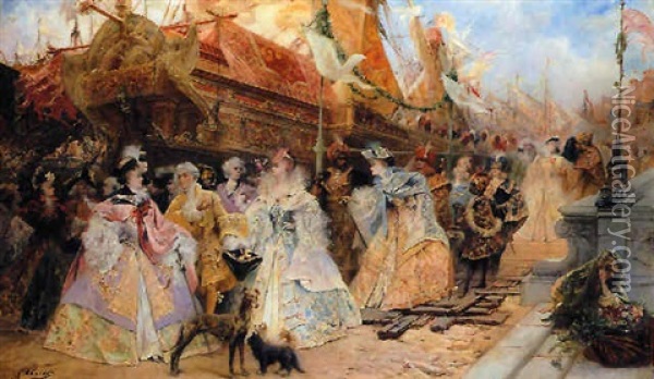 The Royal Entourage Oil Painting - Georges Jules Victor Clairin