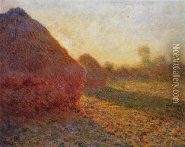 Meules, Derniers Rayons De Soleil Oil Painting - Claude Monet